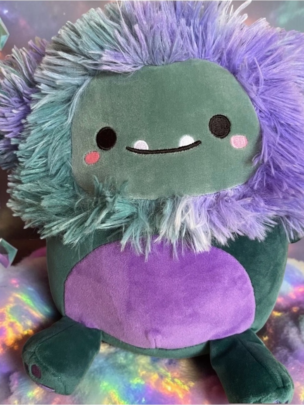 Squishmallows Green and Purple JT the Bigfoot